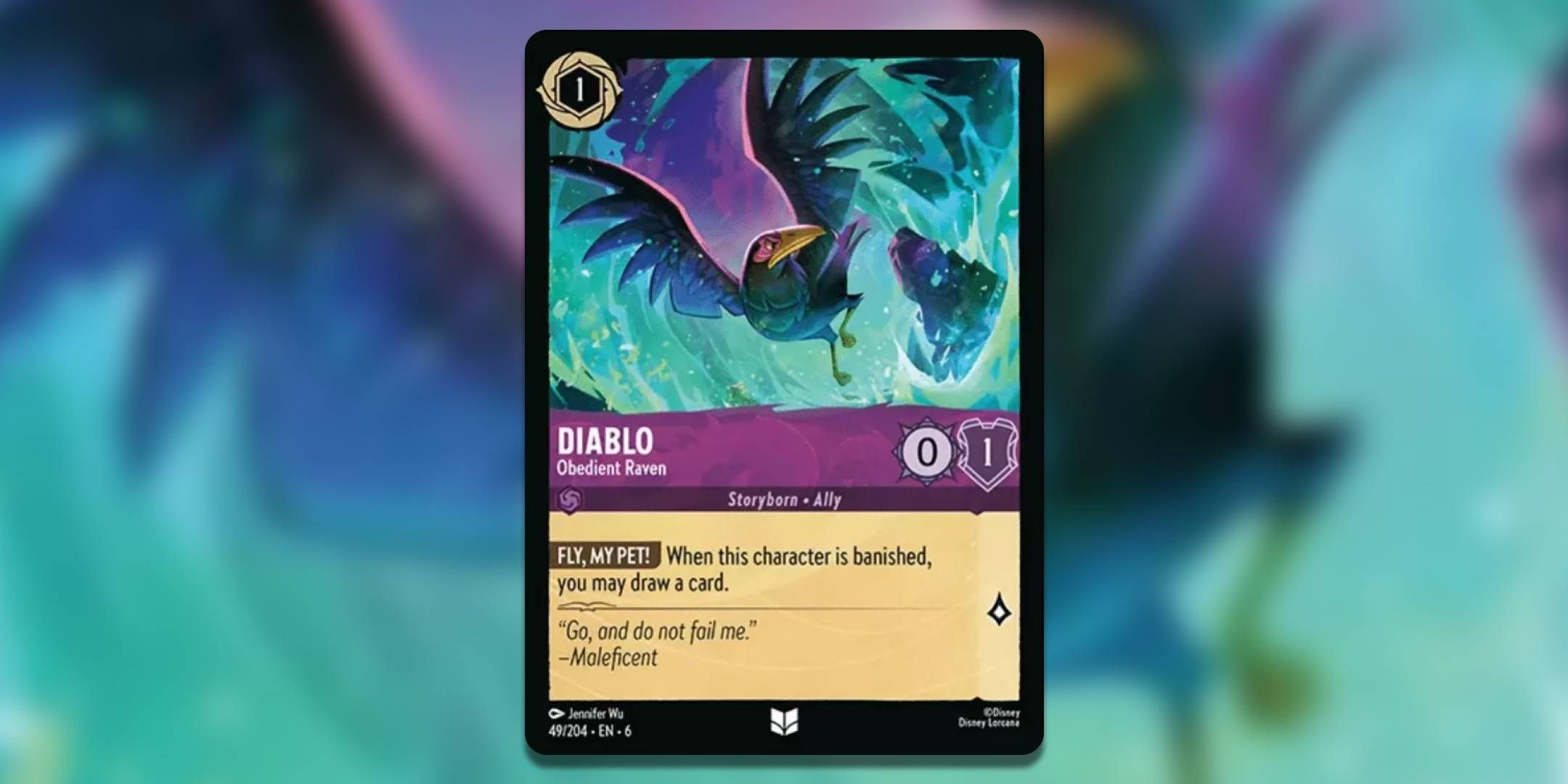The Diablo, Obedient Raven card from Disney Lorcana by artist Jennifer Wu.