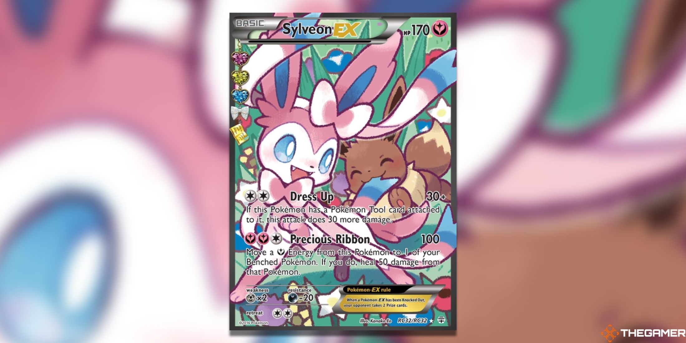 The Sylveon EX full art from Generations: Radiant Collection from the Pokemon TCG.
