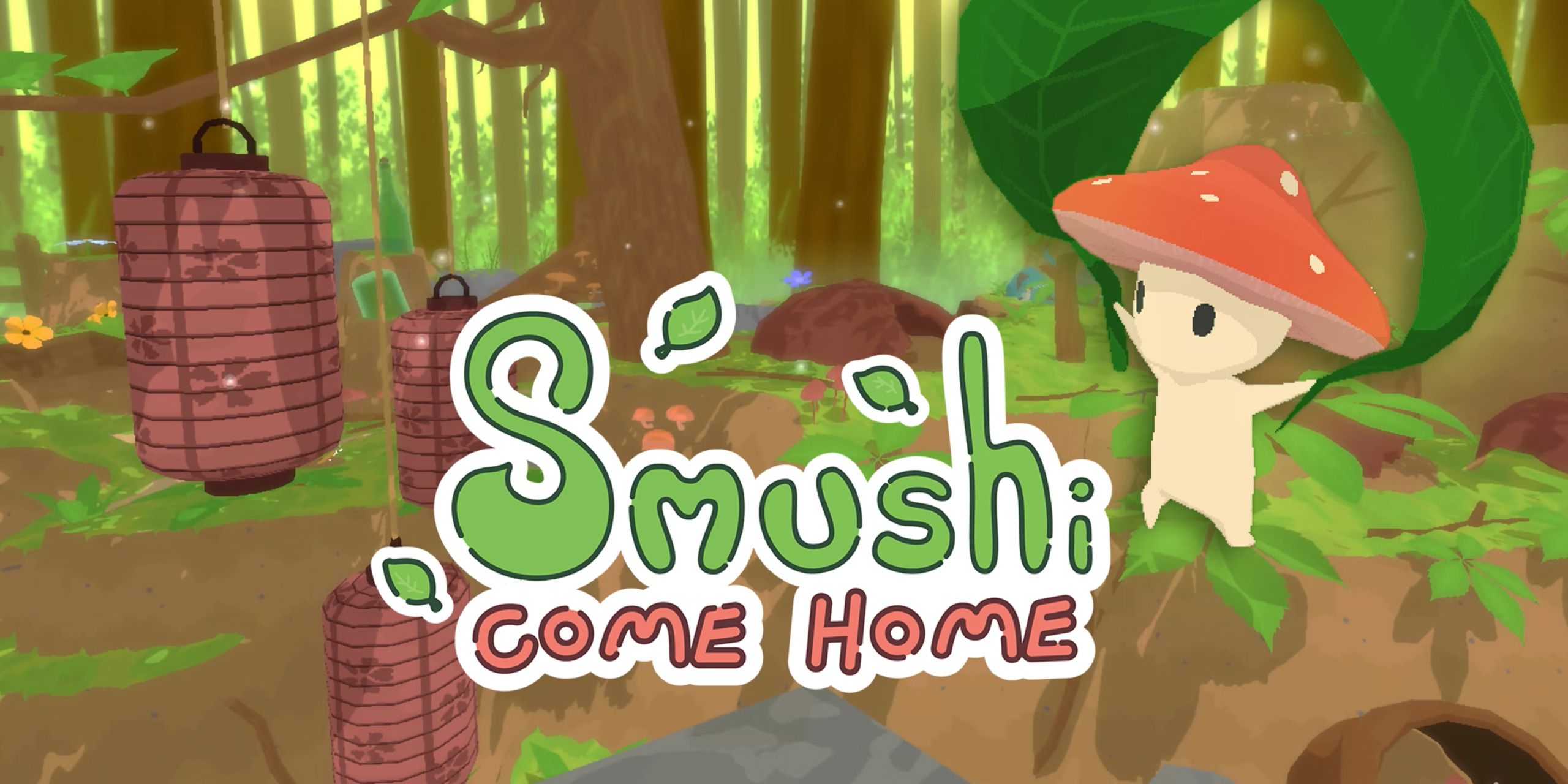 Cover art for Smushi Come Home, in which Smushi uses a leaf to glide through the air.