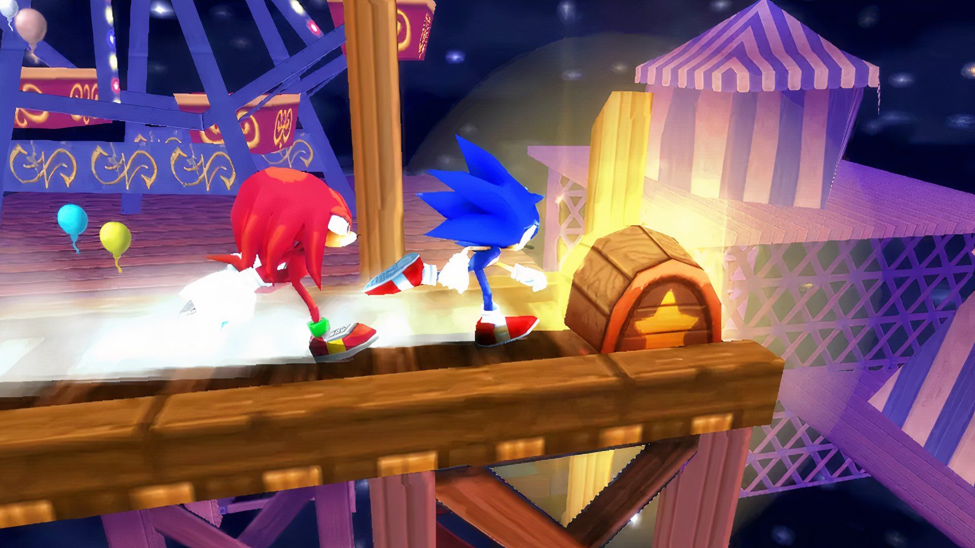 Sonic and Knuckles racing in Sonic Rivals.