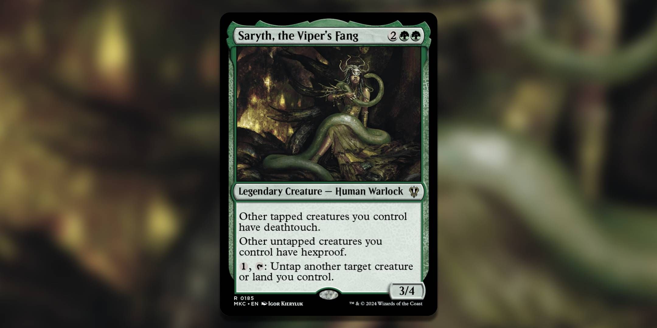 The Magic the Gathering card Saryth the Viper's Fang by Igor Kieryluk.