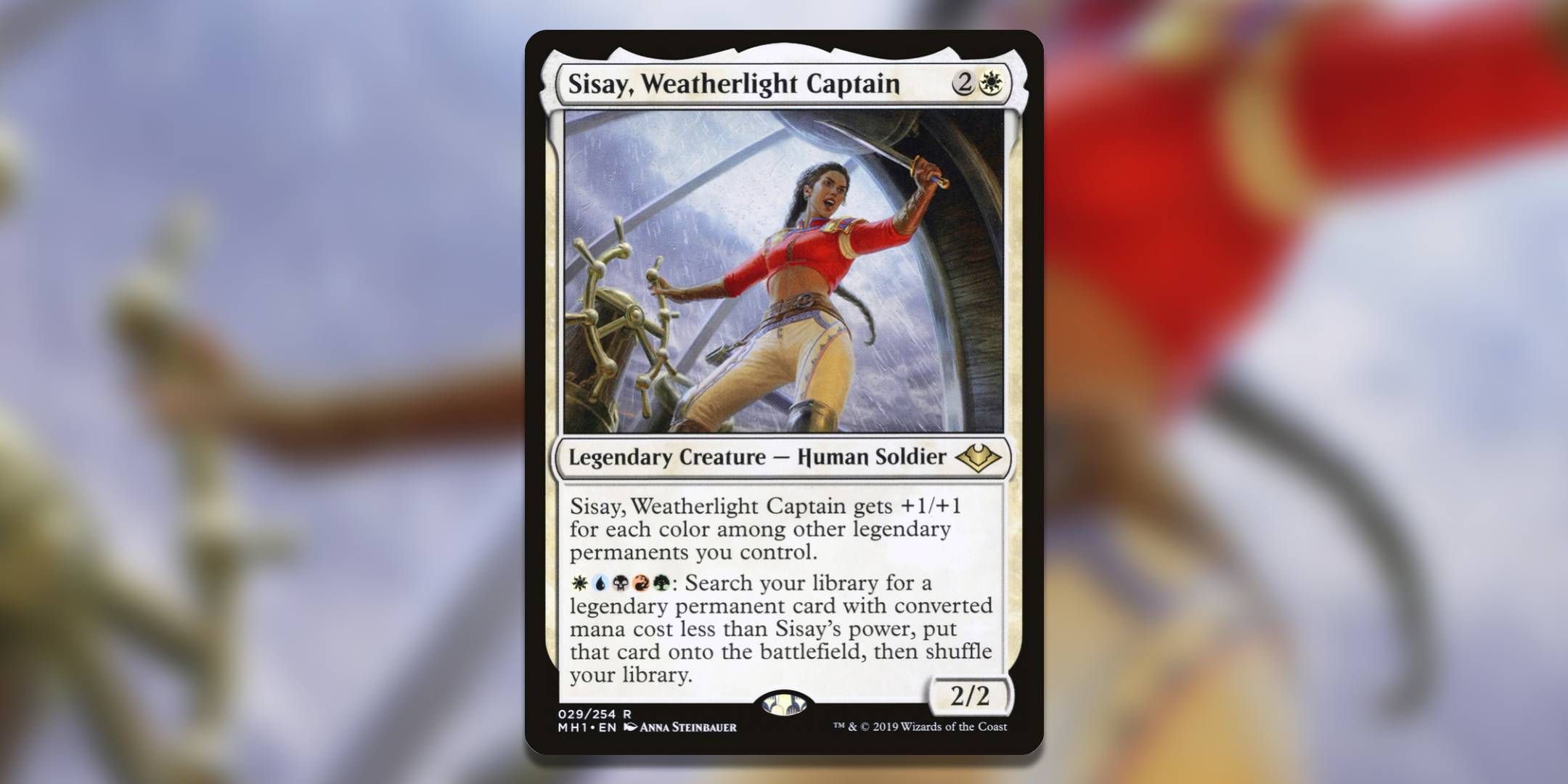The Magic The Gathering card Sisay Weatherlight Captain by Anna Steinbauer.