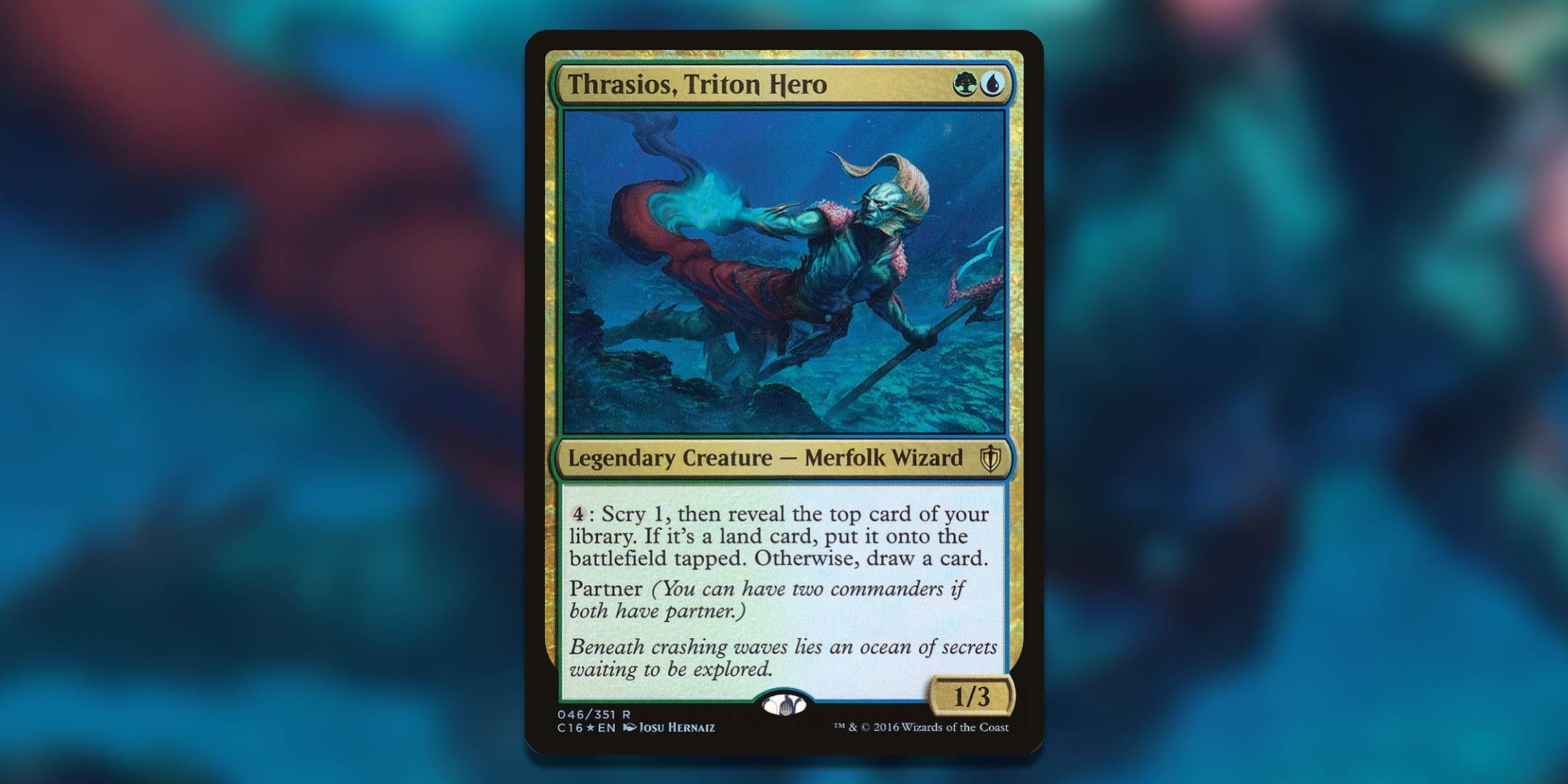 The Magic The Gathering card Thrasios Triton Hero by Josu Hernaiz.