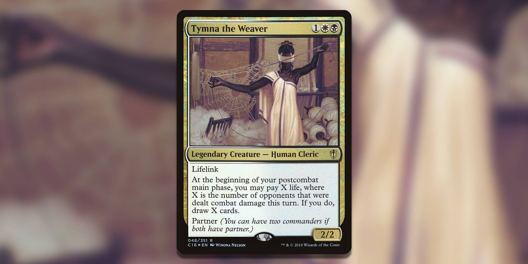 The Magic The Gathering card Tymna the Weaver by Winona Nelson.-1