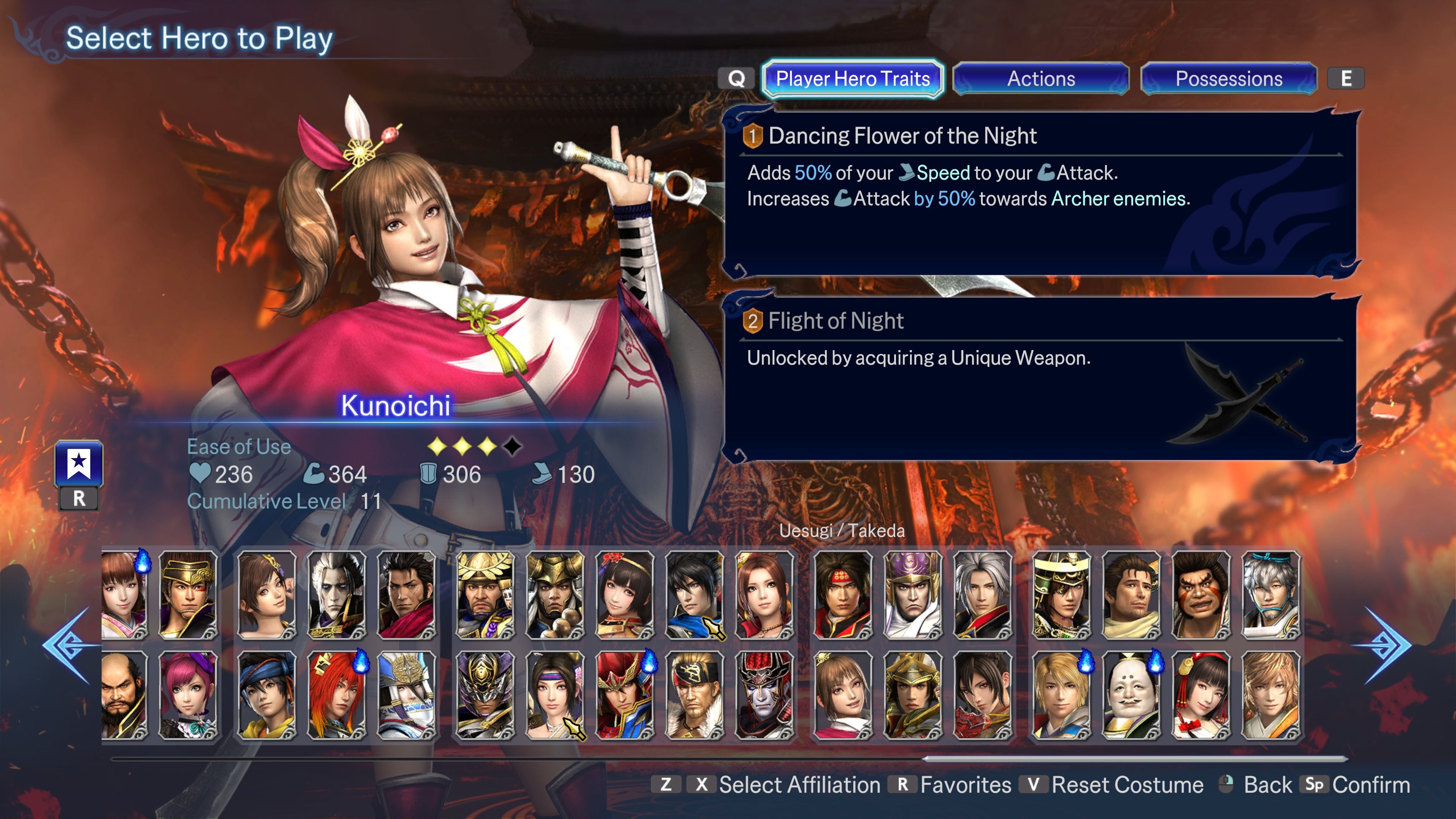 An overview of Kunoichi in Warriors: Abyss.