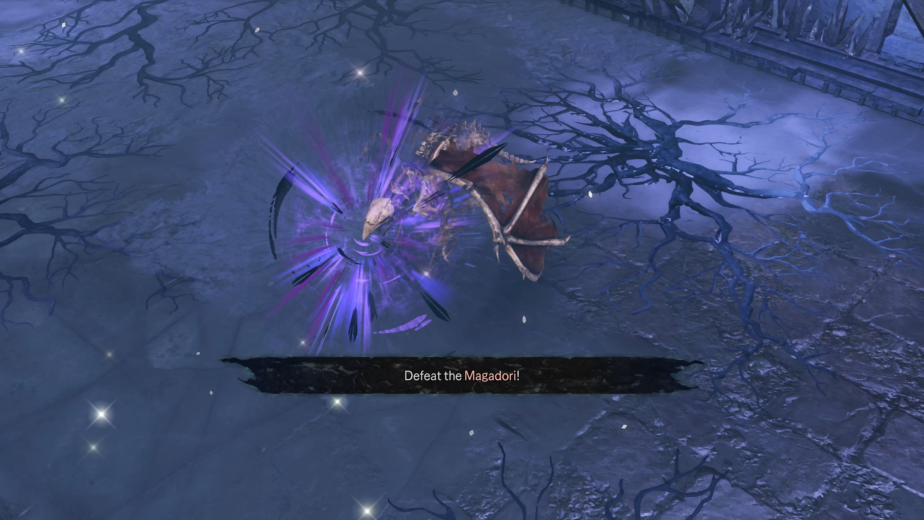 The Magadori boss screeching as you approach it in Warriors: Abyss.