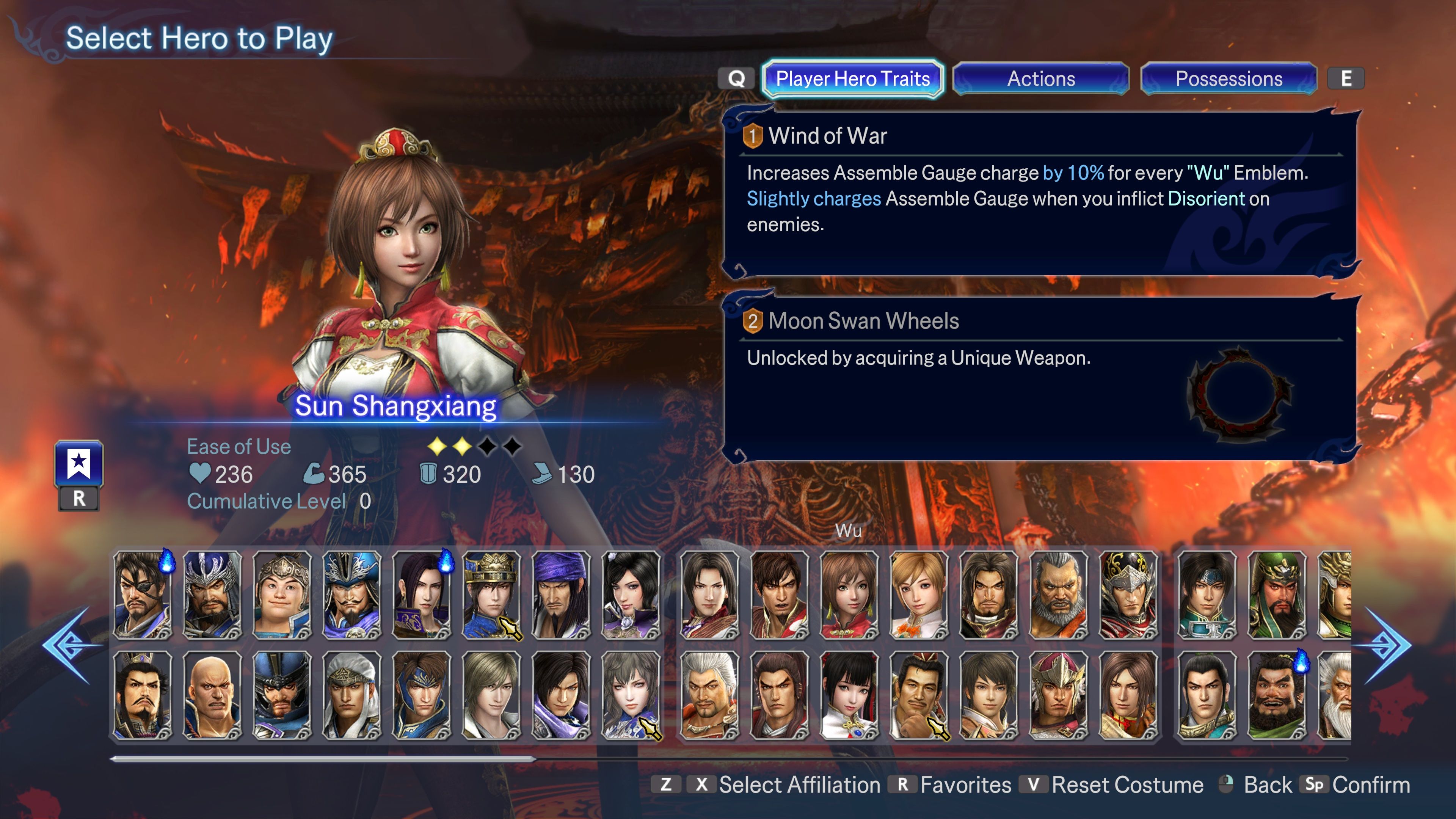 An overview of Sun Shangxiang in Warriors: Abyss.