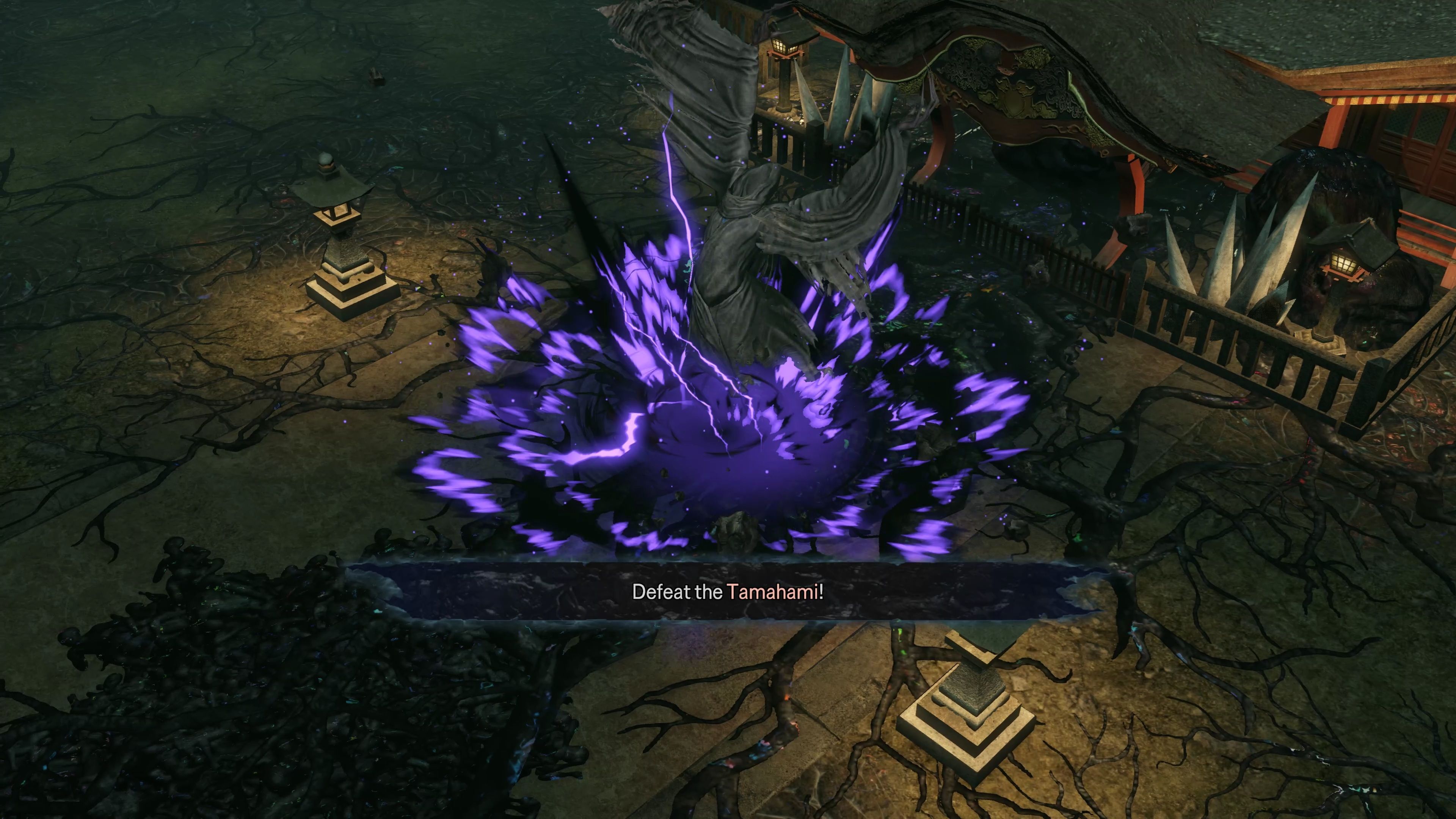 The Tamahami levitating while releasing a large shockwave in Warriors: Abyss.