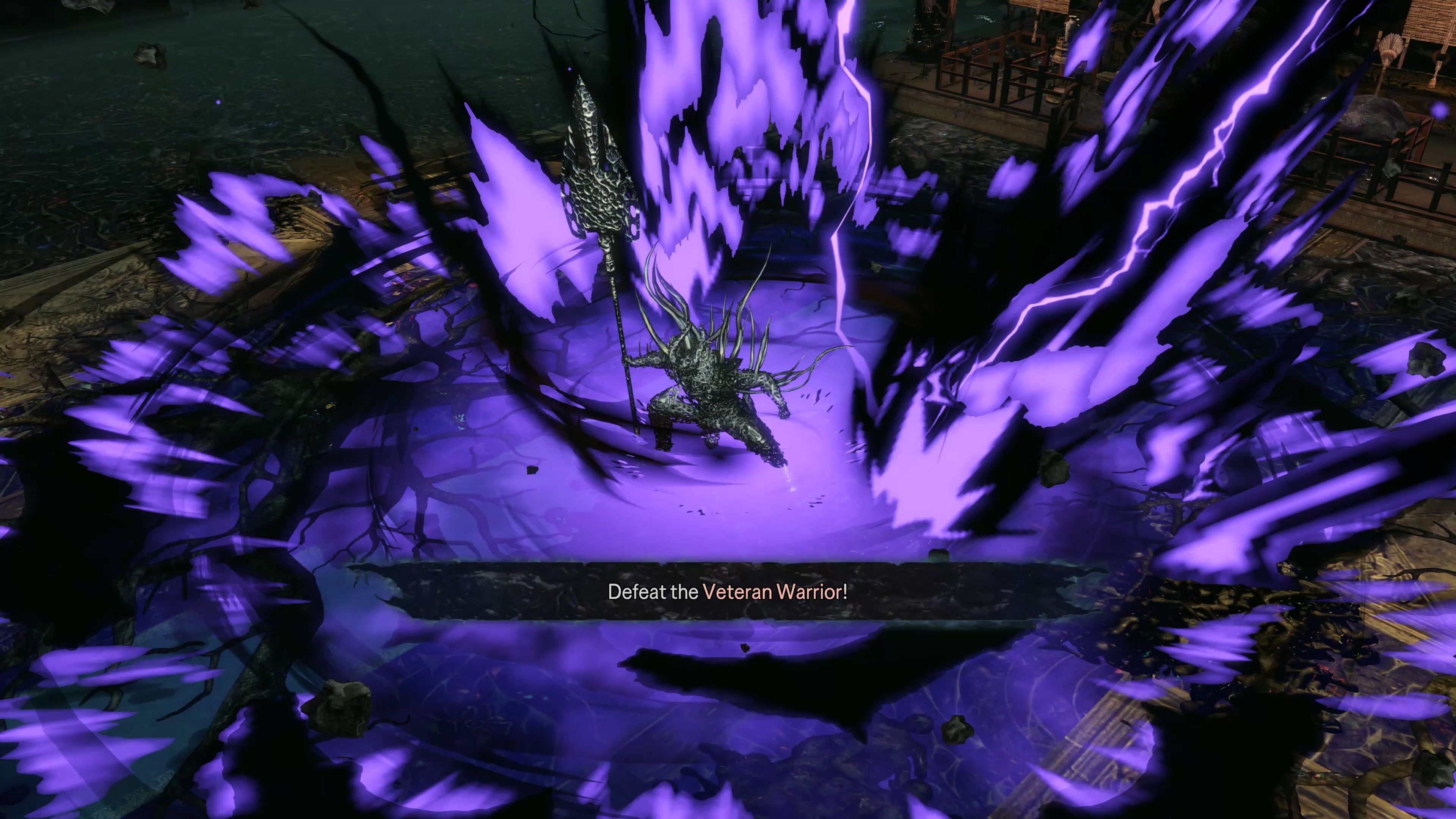 The Veteran Warrior slamming his spear into the ground, generating a large shock wave in Warriors: Abyss.