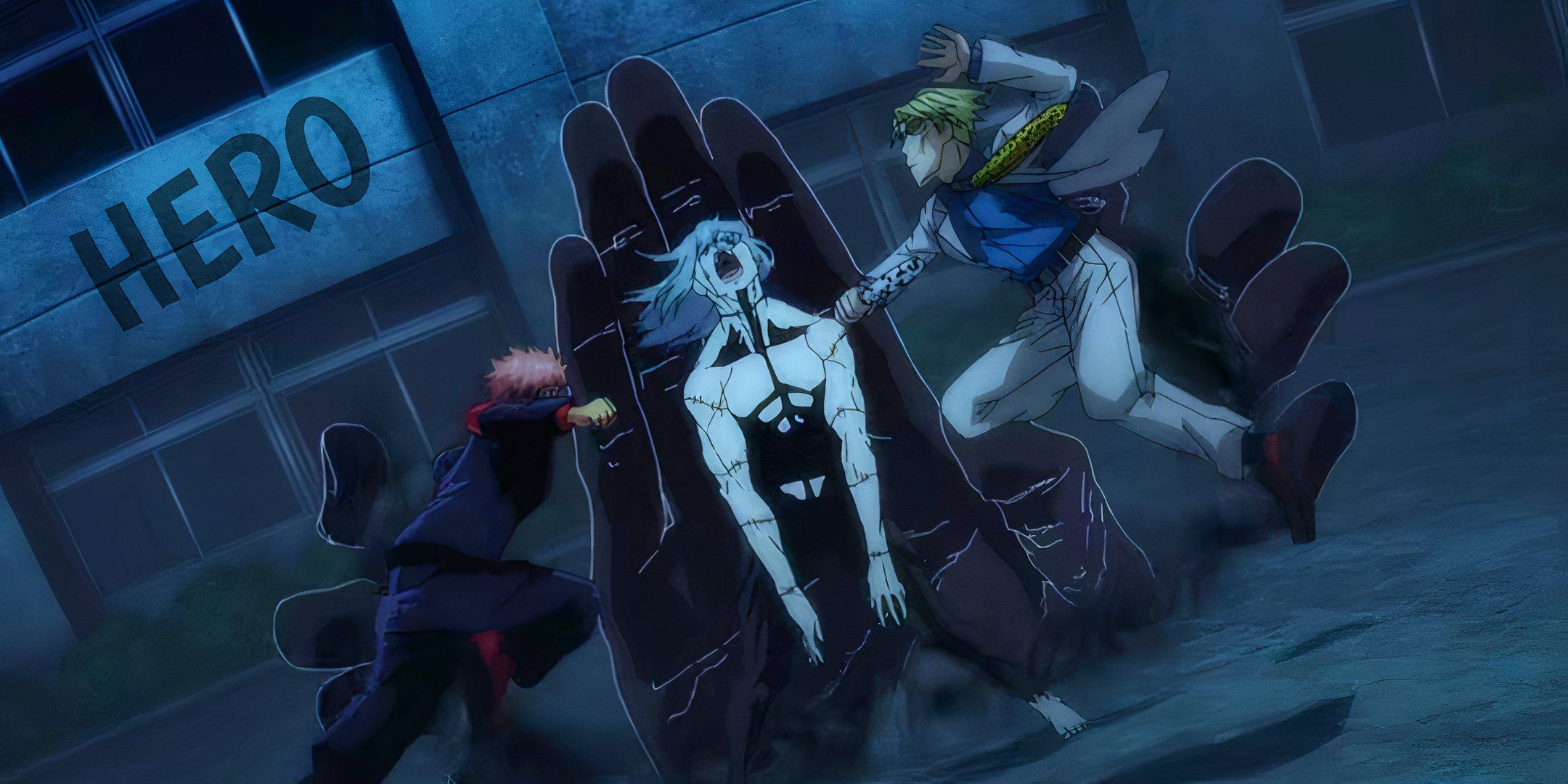 Yuji And Nanami Trying To Punch Mahito At The Same Time in Jujutsu Kaisen.