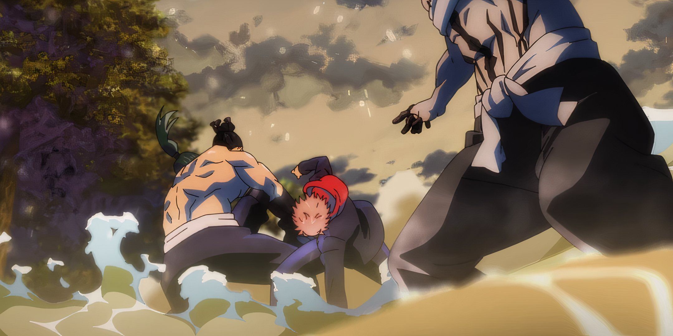 Yuji And Todo Fighting Together To Defeat Hanami in Jujutsu Kaisen.