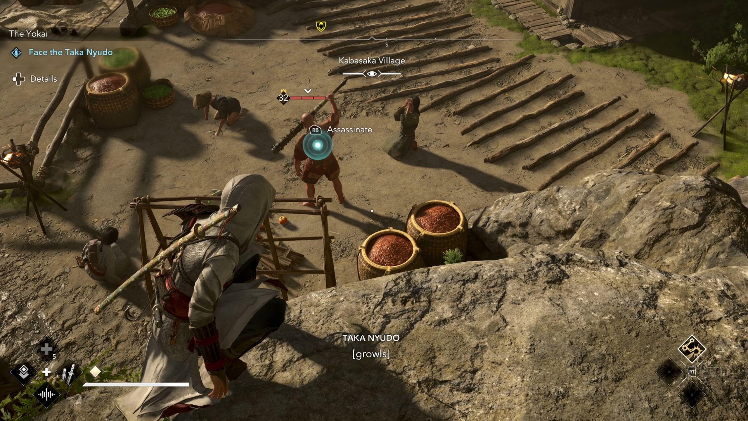 Assassin's Creed Shadows assassinating Taka Nyudo Yokai.
