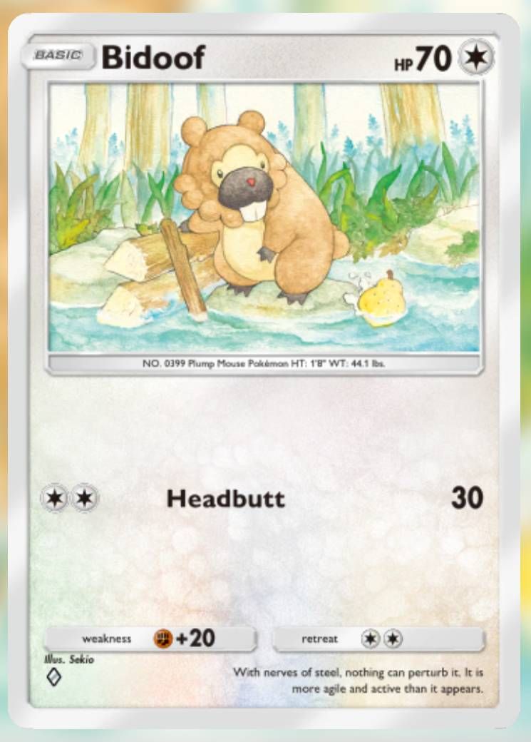 The Bidoof card, from Shining Revelry.