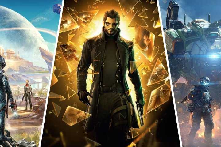 Split image of The Outer Worlds, Deus Ex: Human Revolution, and Titanfall 2.