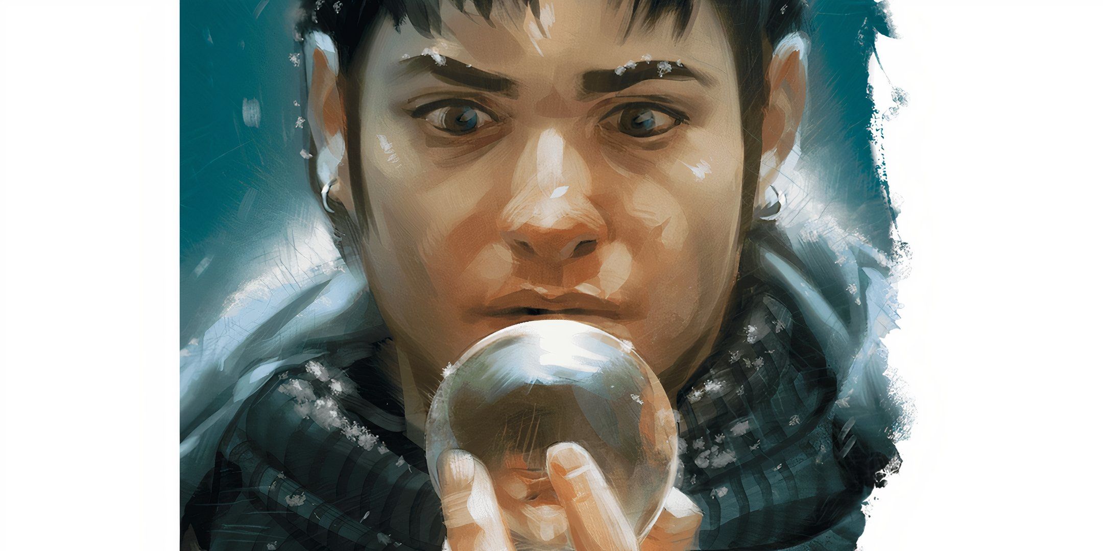 A player holds a crystal ball in Dungeons & Dragons.