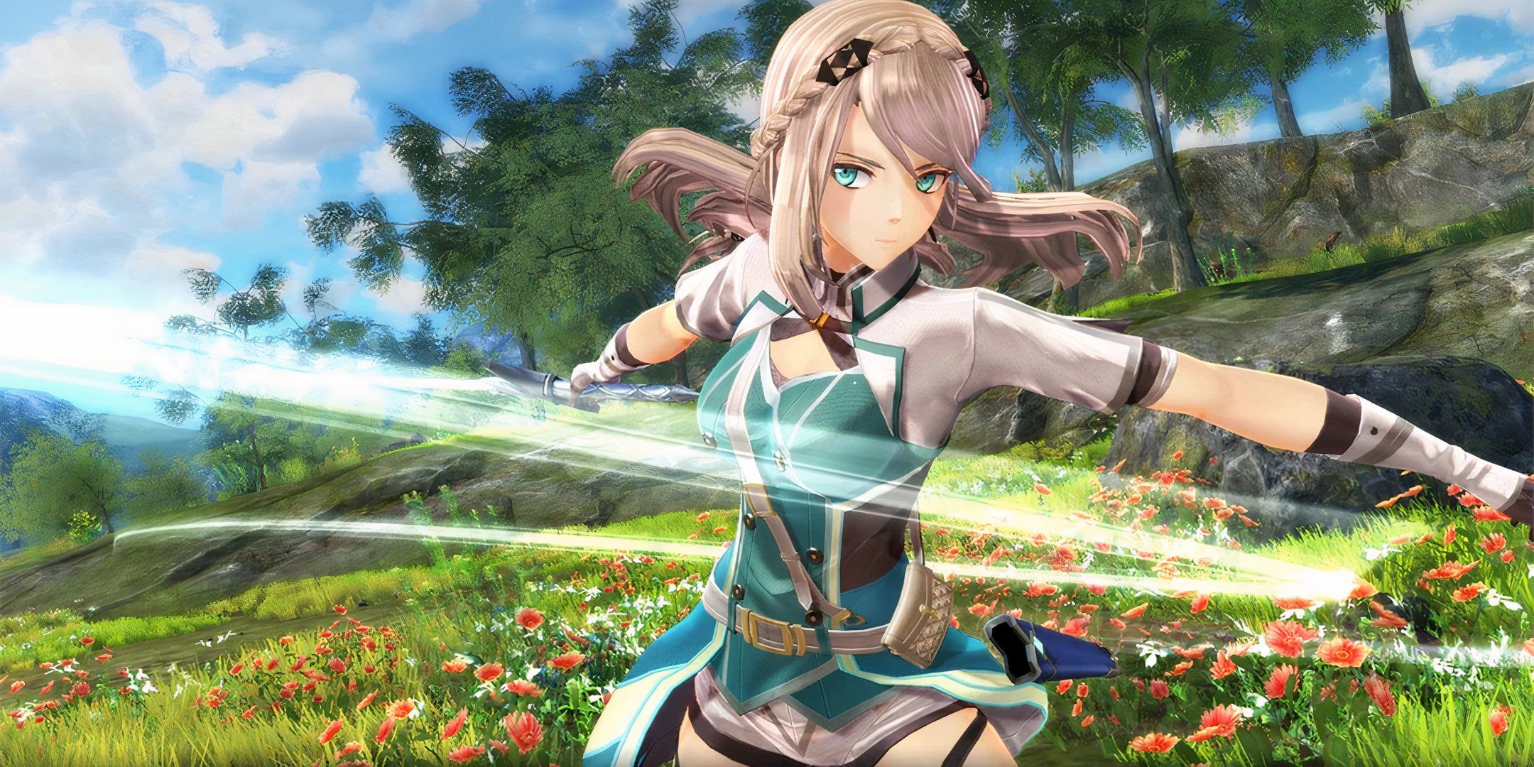 Elaine Auclair-swings her sword in The Legend of Heroes:  Trails Through Daybreak 