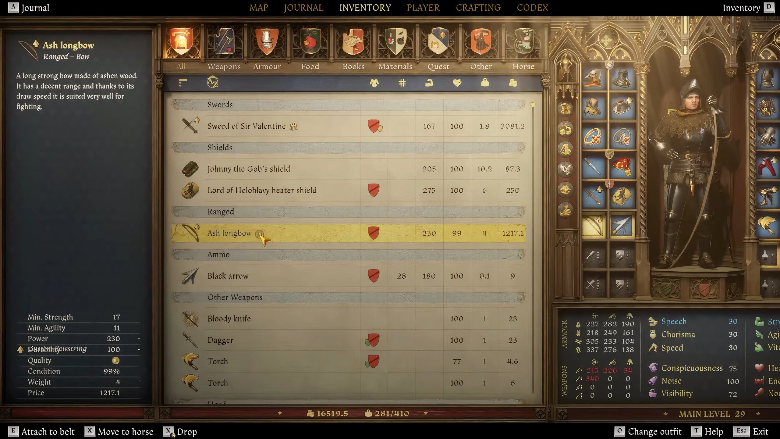 Examining the Ash Longbow in kingdom come deliverance 2.