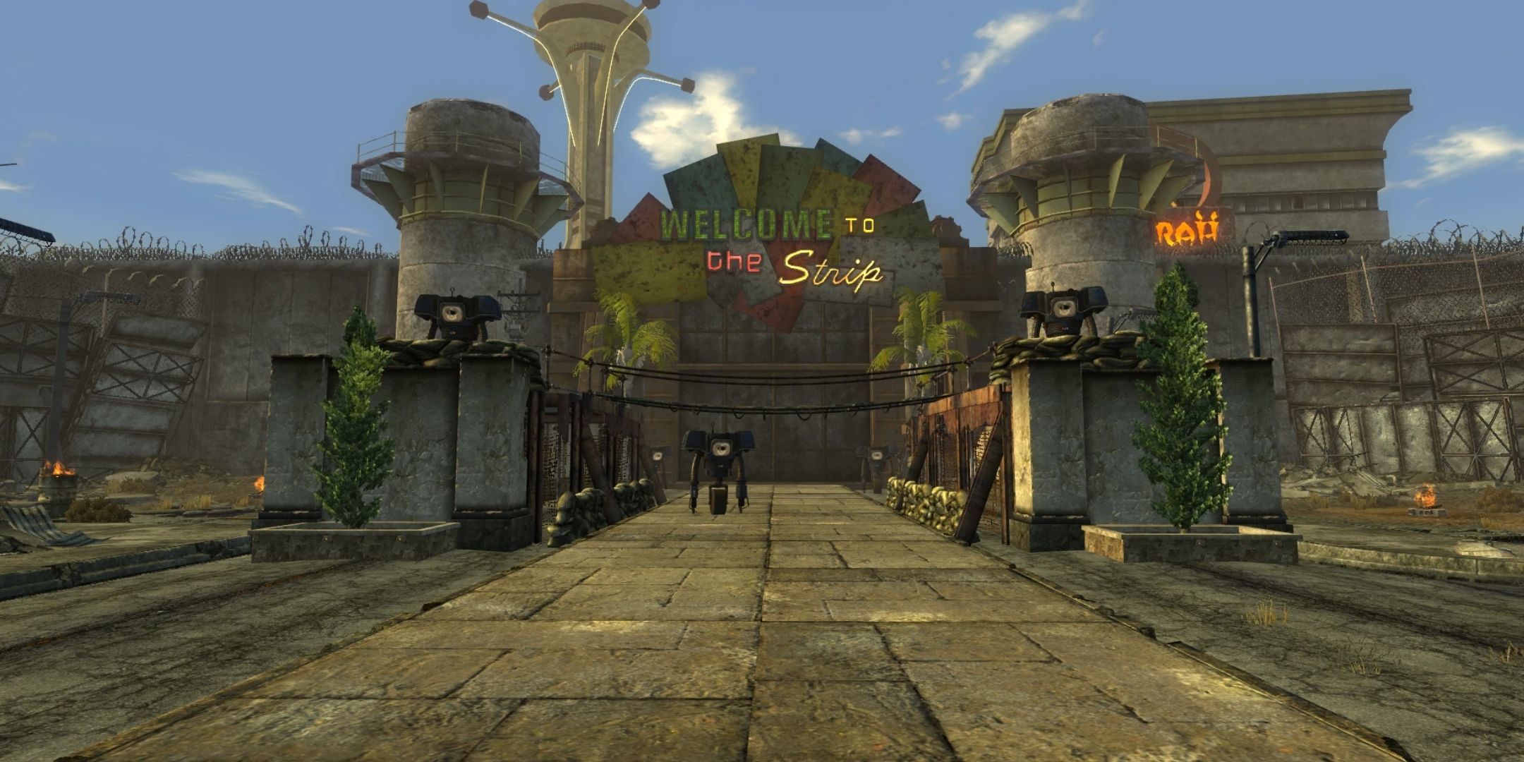 The New Vegas strip in Fallout: New Vegas looking better after a mod.