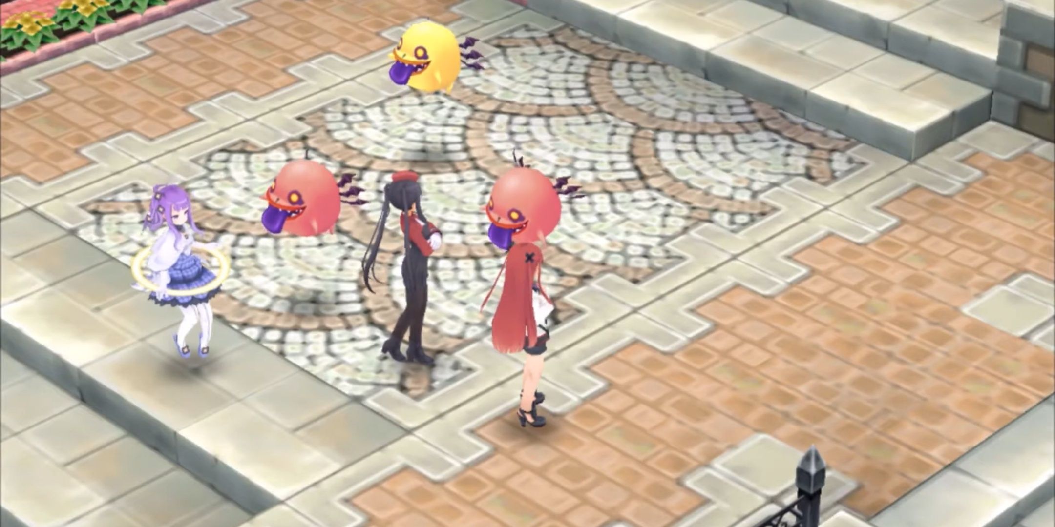 Female characters in an RPG battle in Summon Night 5.