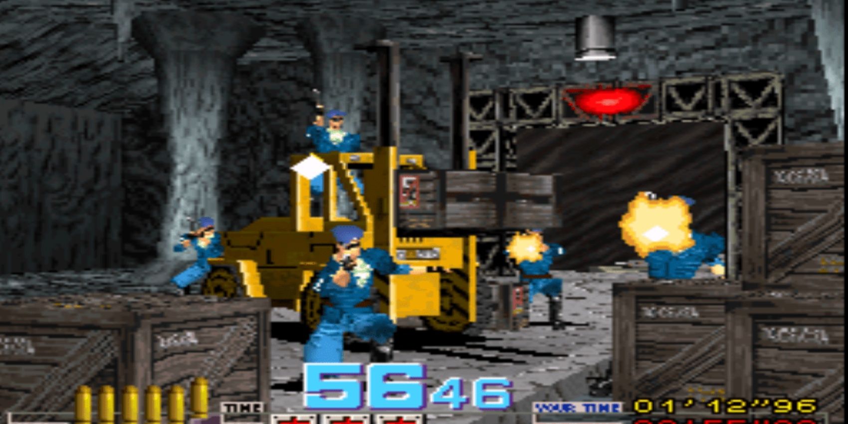 Guards firing at the player in Time Crisis 1.