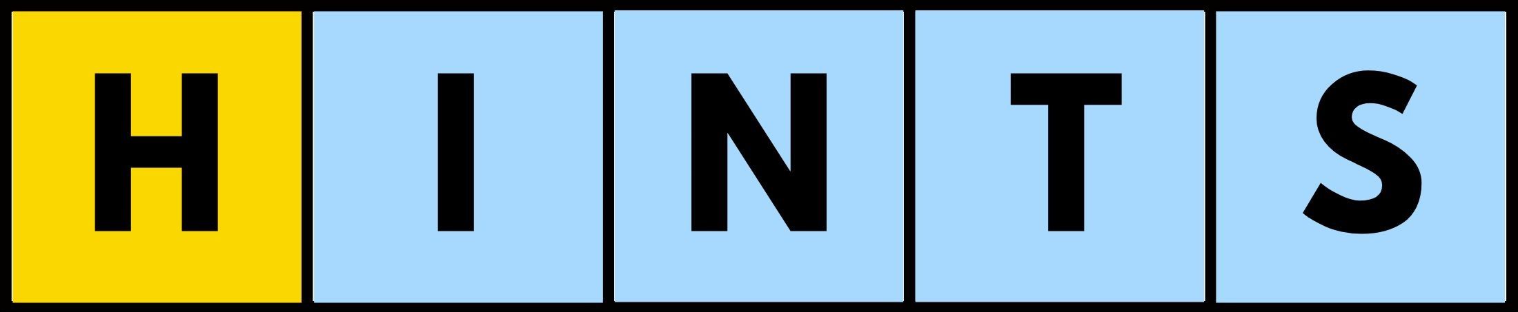 A word in the style of 'NYT Mini Crossword' that says 'Hints'.