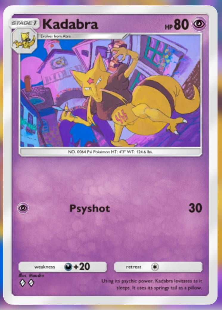The Kadabra card, from Shining Revelry.
