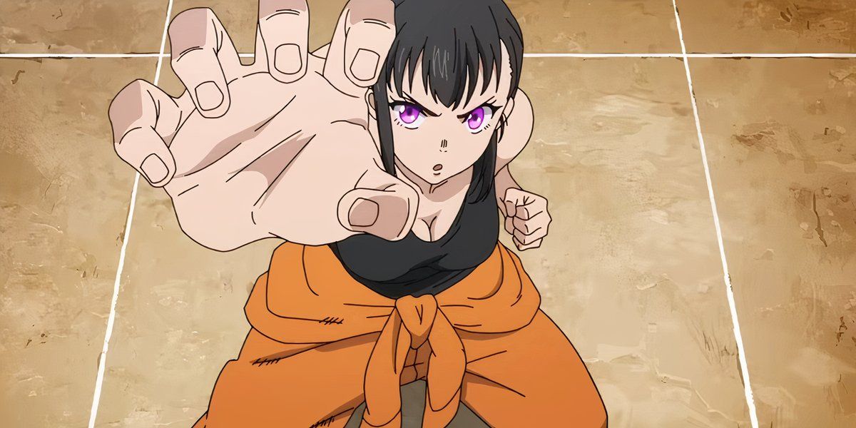 Maki Oze strikes a martial arts pose in Fire Force.