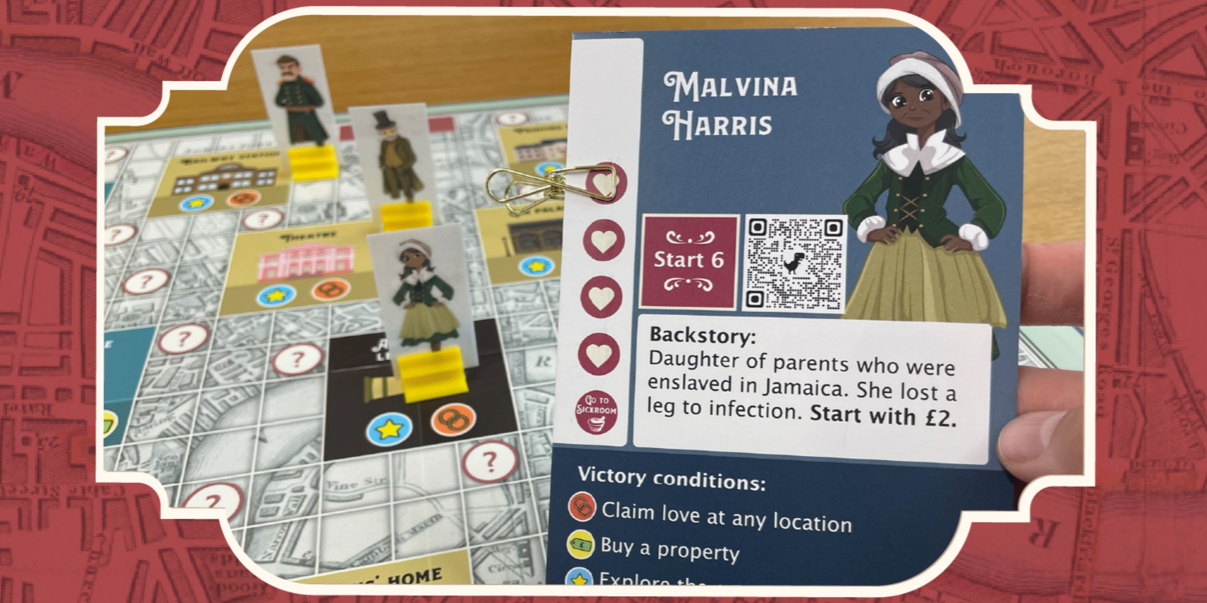 legless in london character card and board.
