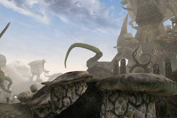 Mushroom Houses and Tower Sadrith Mora in The Elder Scrolls 3: Morrowind.