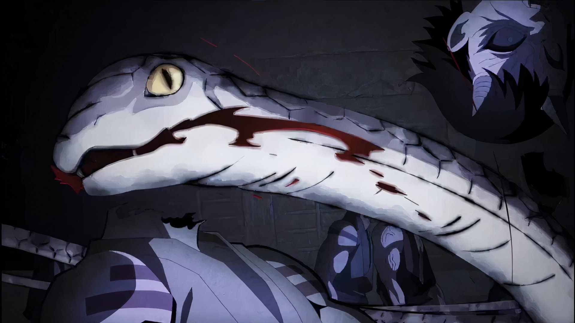 Obanai's serpant breathing kills demons in Demon Slayer.