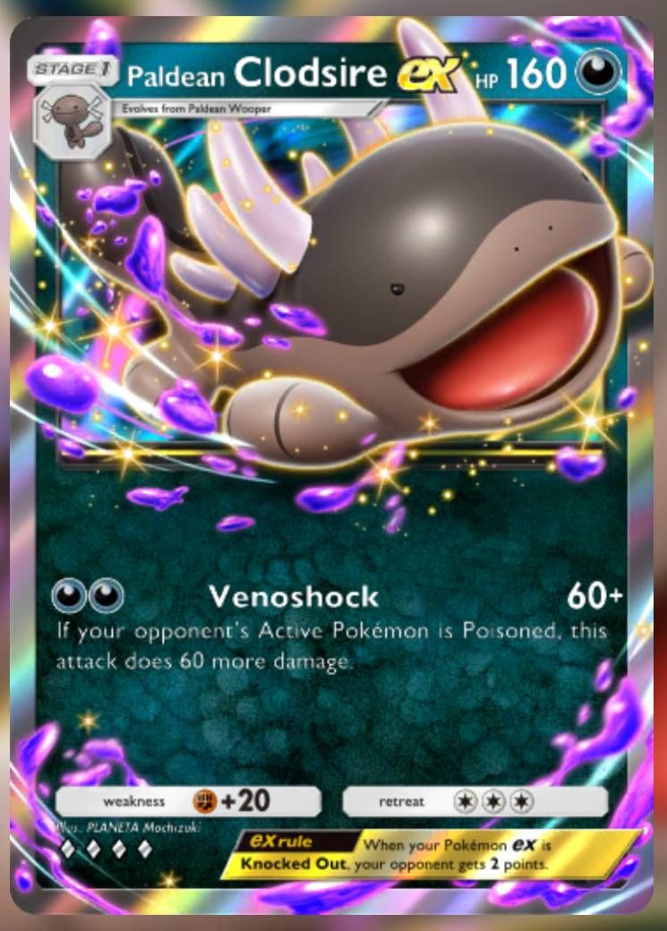 The Paldean Clodsire ex card, from Shining Revelry.