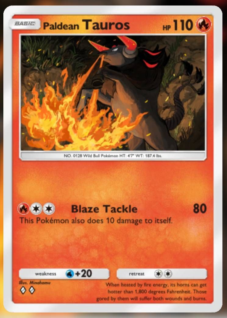 The Paldean Tauros card, from Shining Revelry.