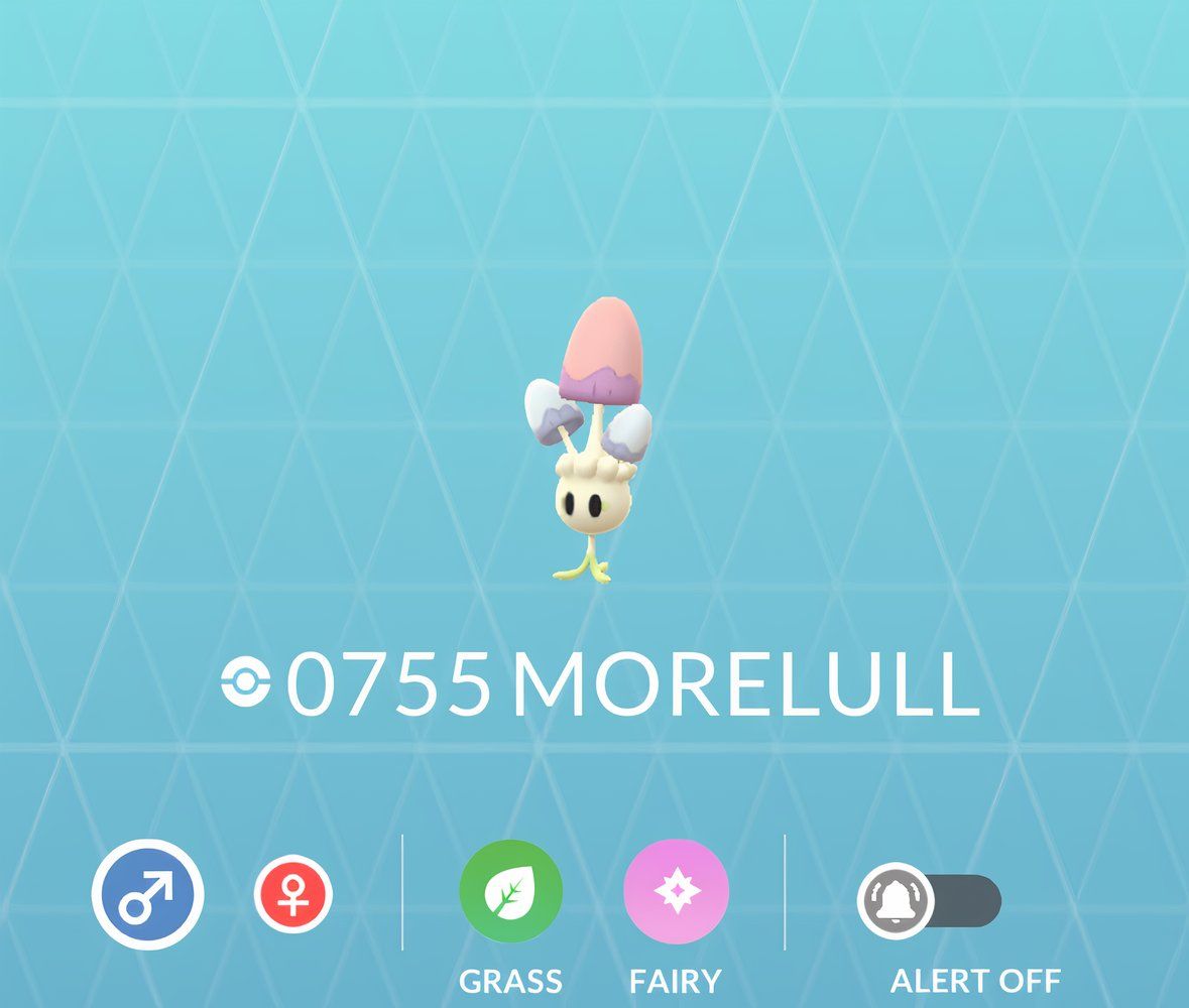 Morelull's PokeDex screen from Pokemon Go.