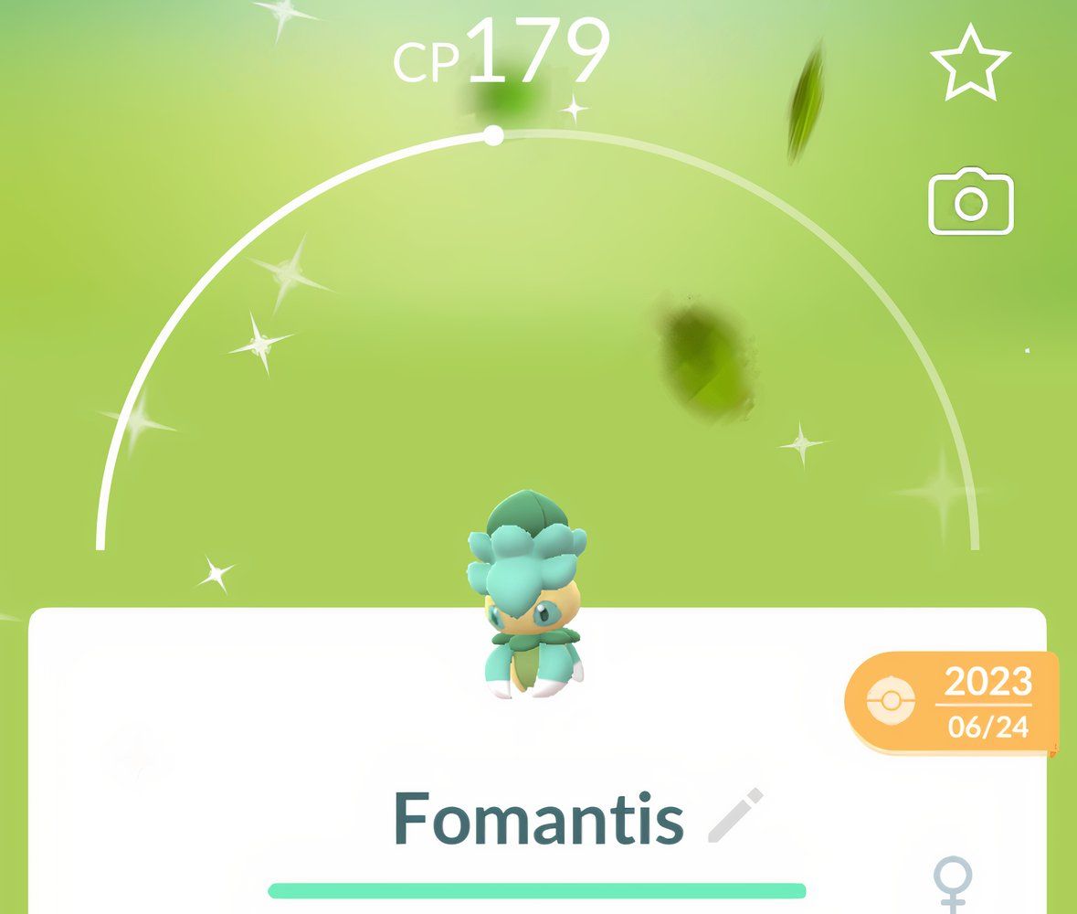 Shiny Fomantis from Pokemon Go.