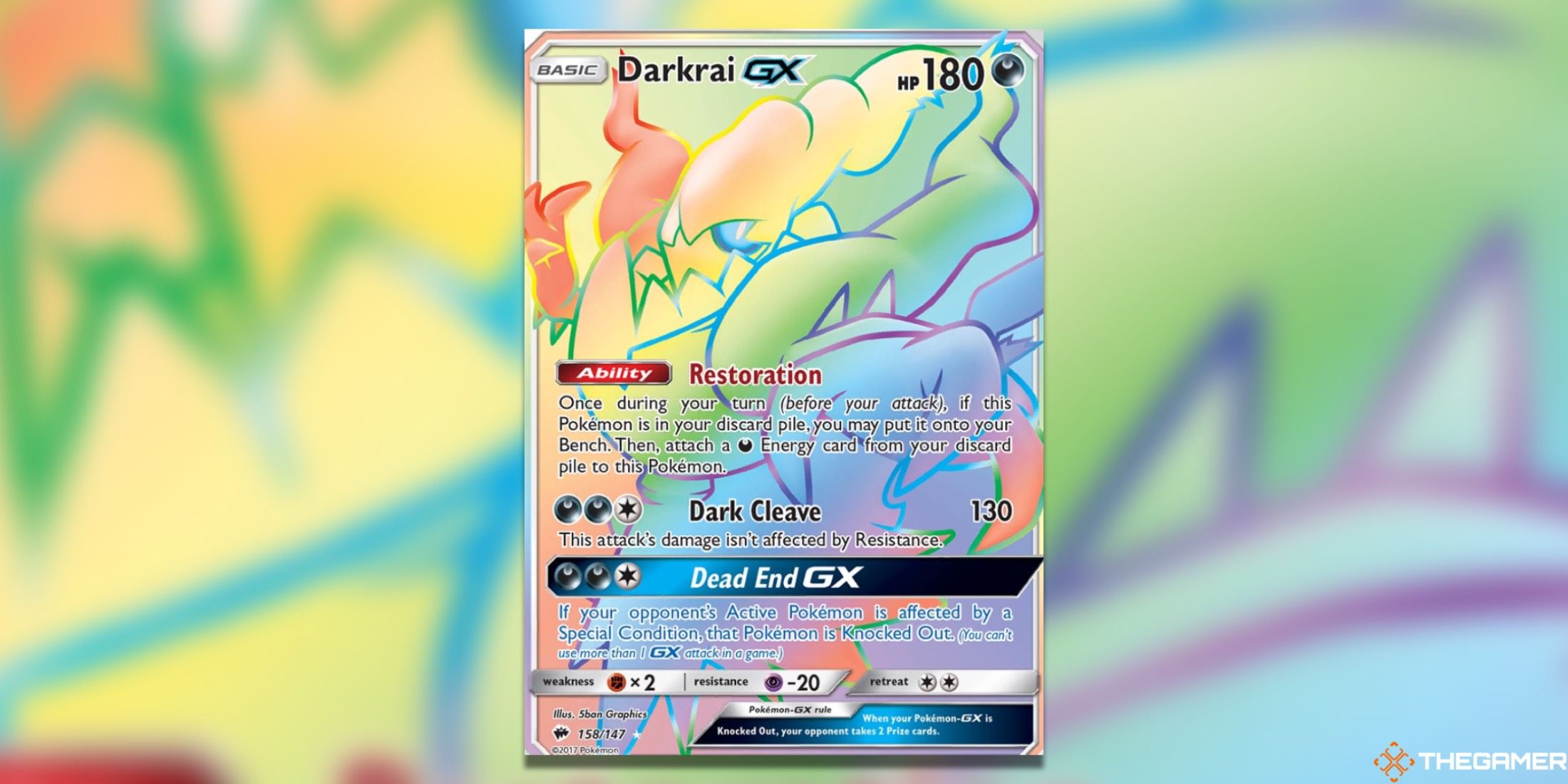 The Burning Shadows Darkrai GX Secret Rare from the Pokemon TCG.