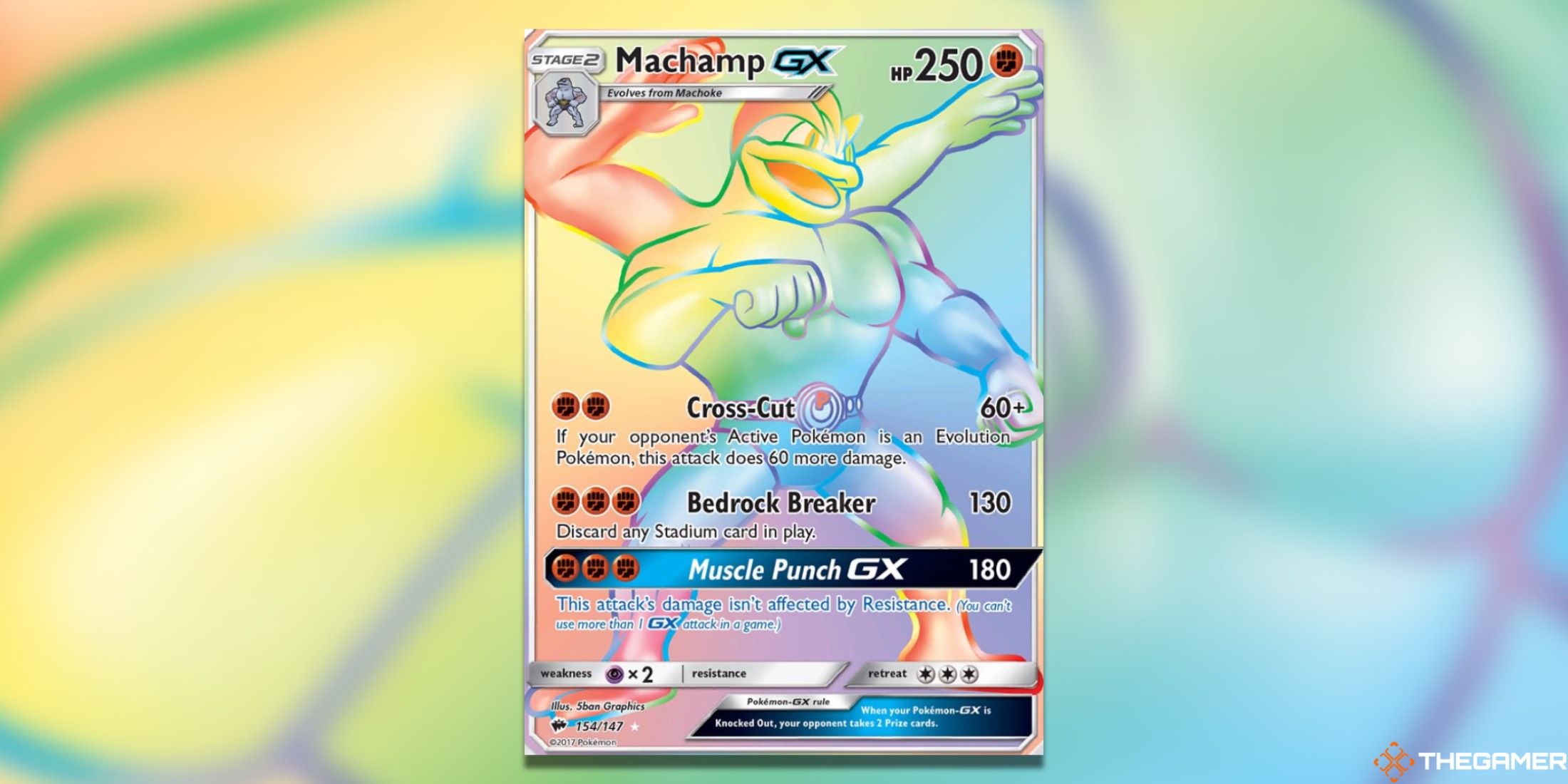 The Burning Shadows Machamp GX Secret Rare from the Pokemon TCG.