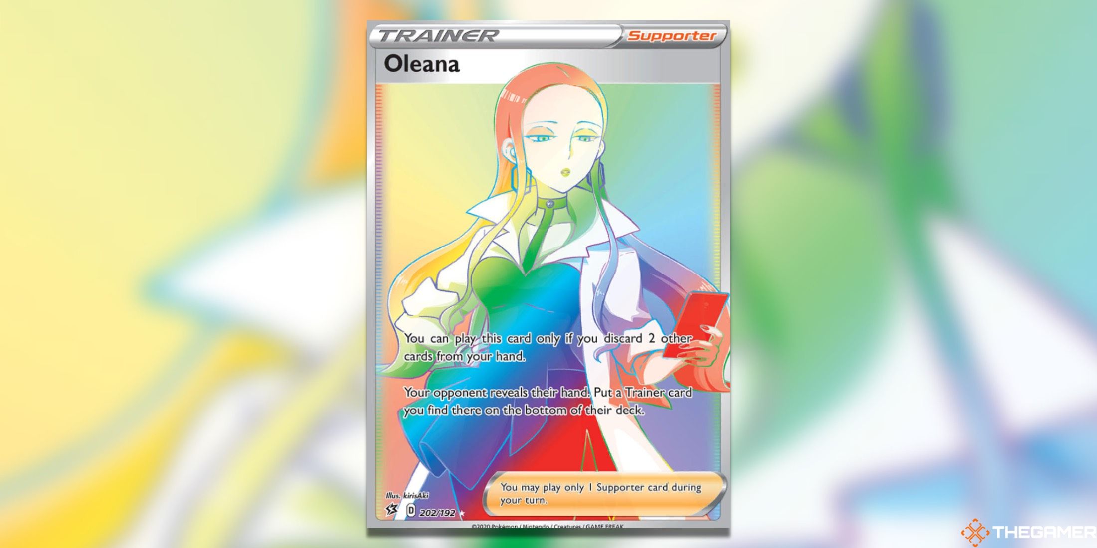The Rebel Clash Oleana Secret Rare in the Pokemon TCG.