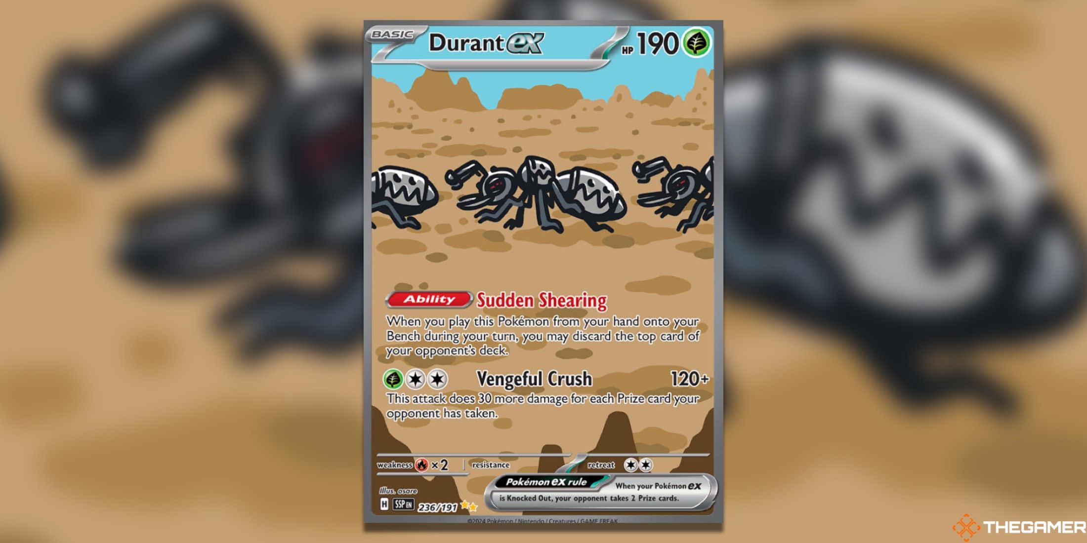 The Surging Sparks Durant ex Special Illustration Rare in the Pokemon TCG.