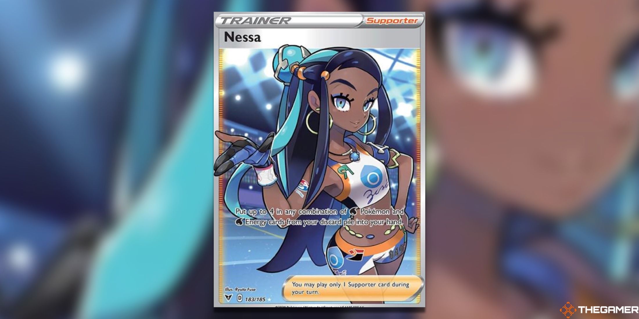 The Vivid Voltage Nessa Full Art from the Pokemon TCG.