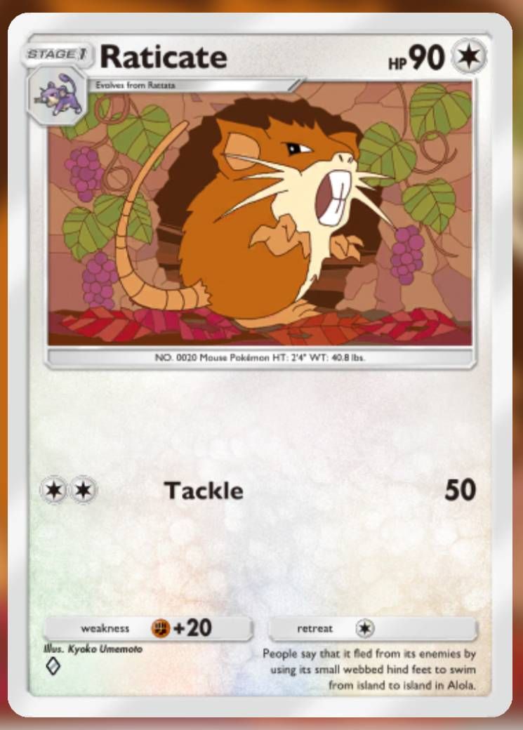 The Raticate card, from Shining Revelry.