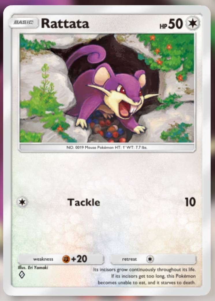 The Rattata card, from Shining Revelry.