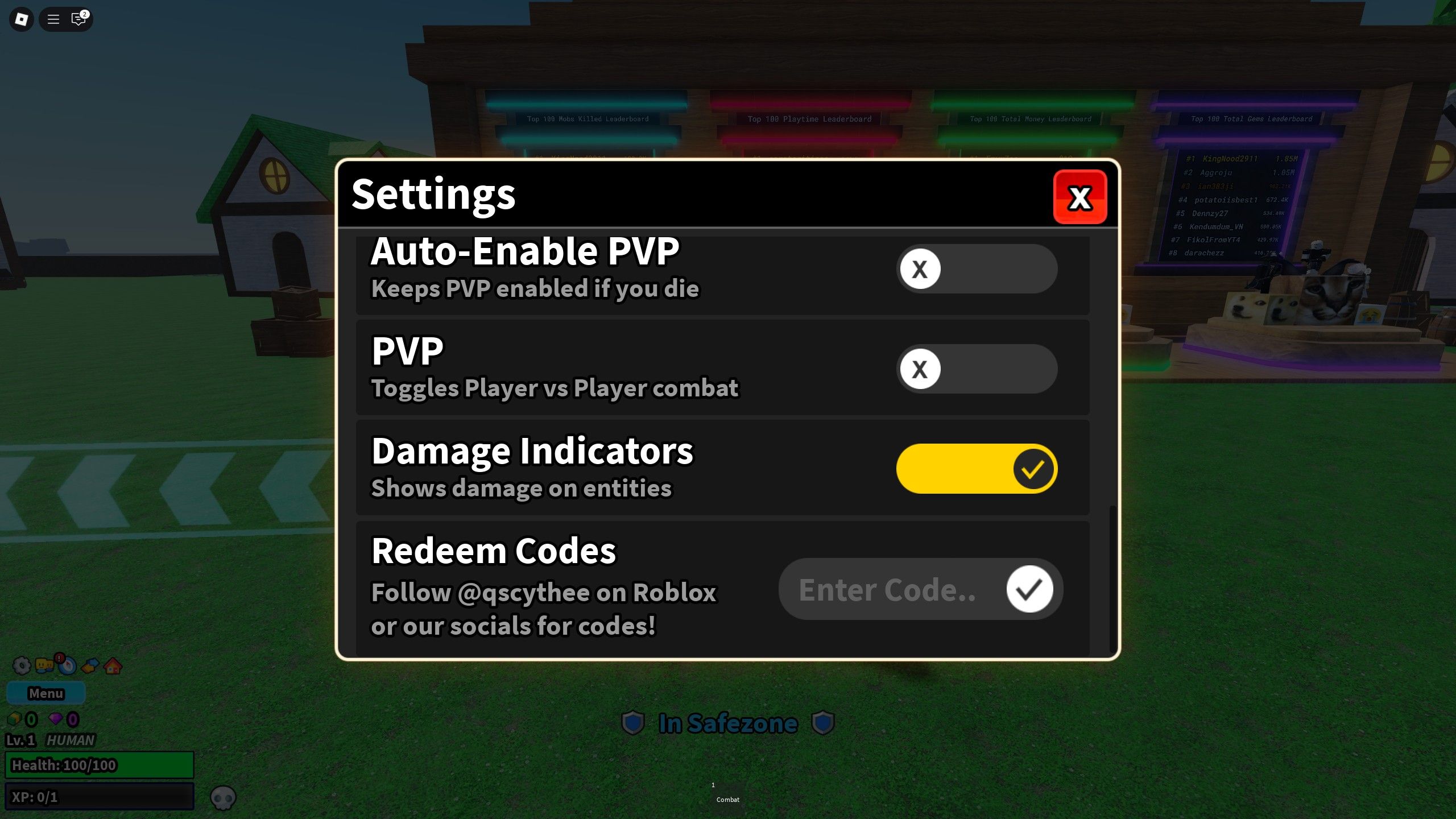 the codes field in Meme Fruits on Roblox 