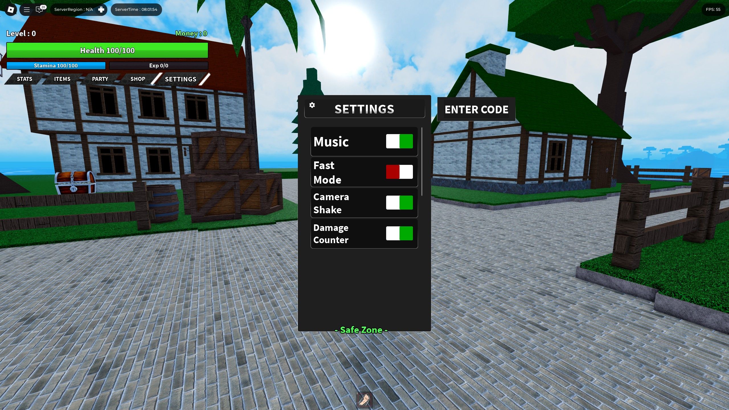 settings in Dawn Piece on Roblox