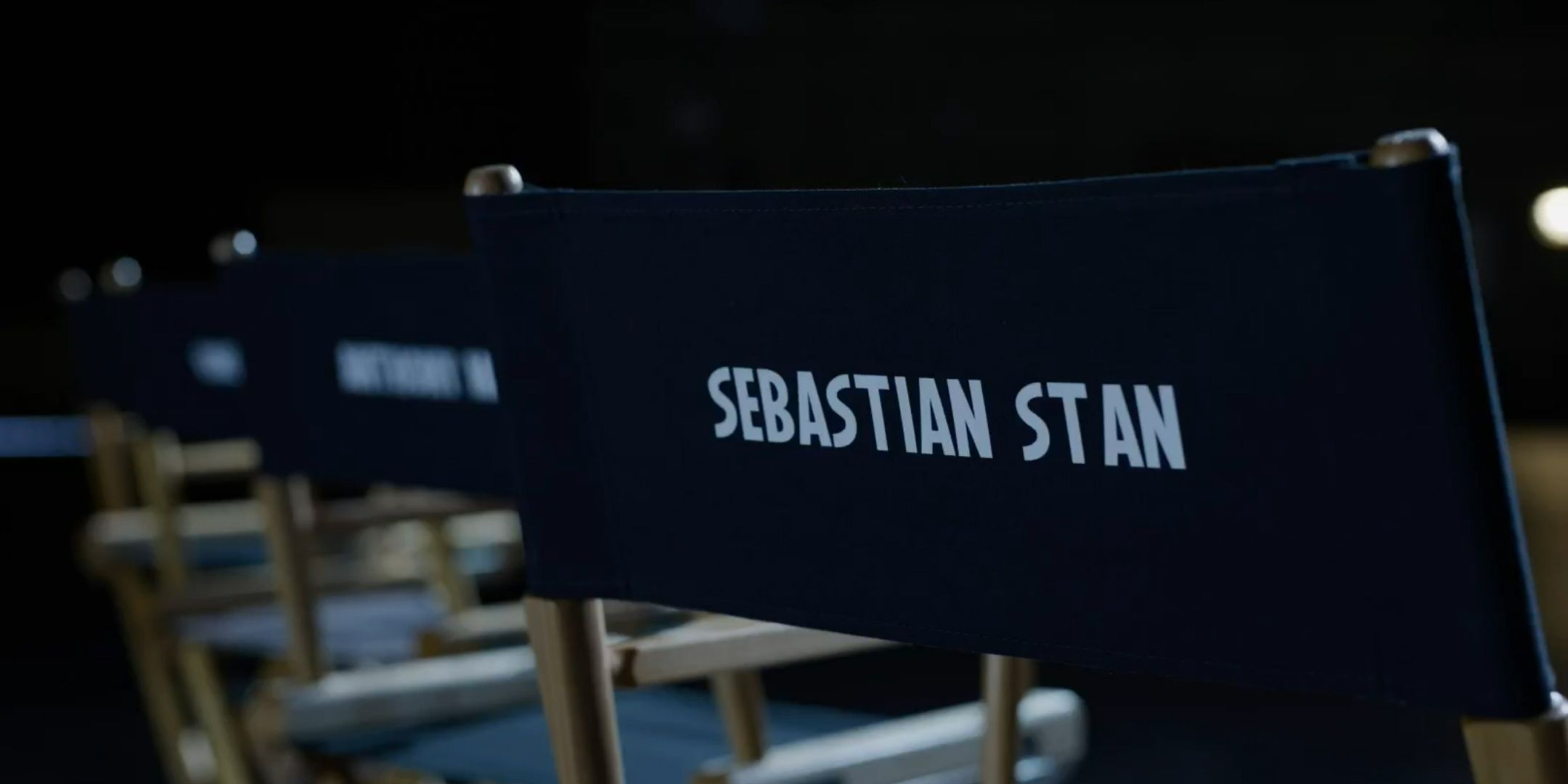 Sebastian Stan's name on a director's chair.
