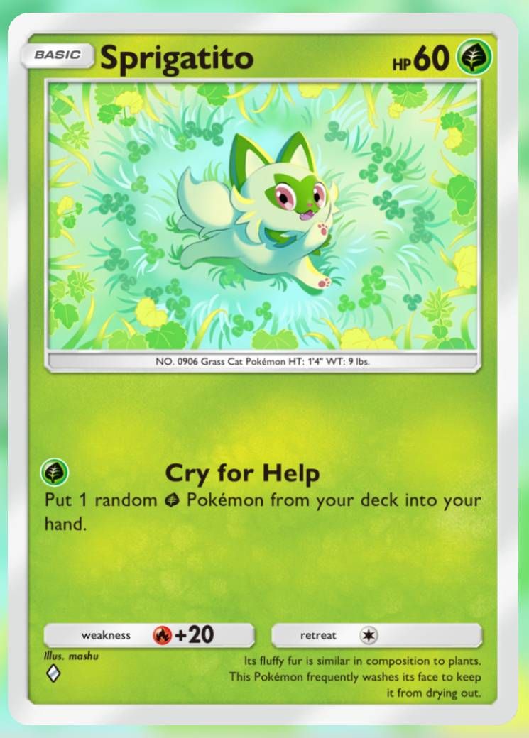 The Sprigatito card, from Shining Revelry in Pokemon TCG Pocket.