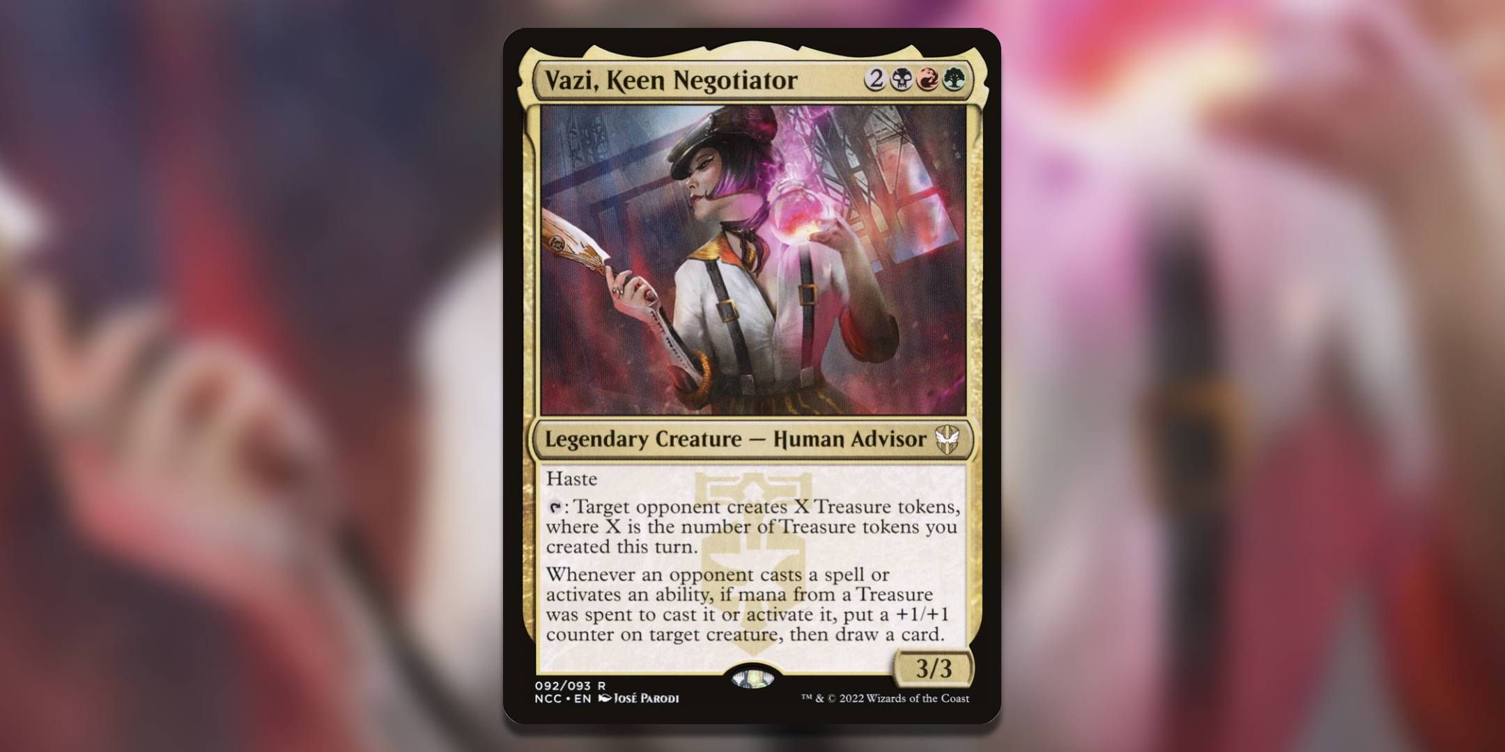 The Magic The Gathering card Vazi Keen Negotiator by Jose Parodi.