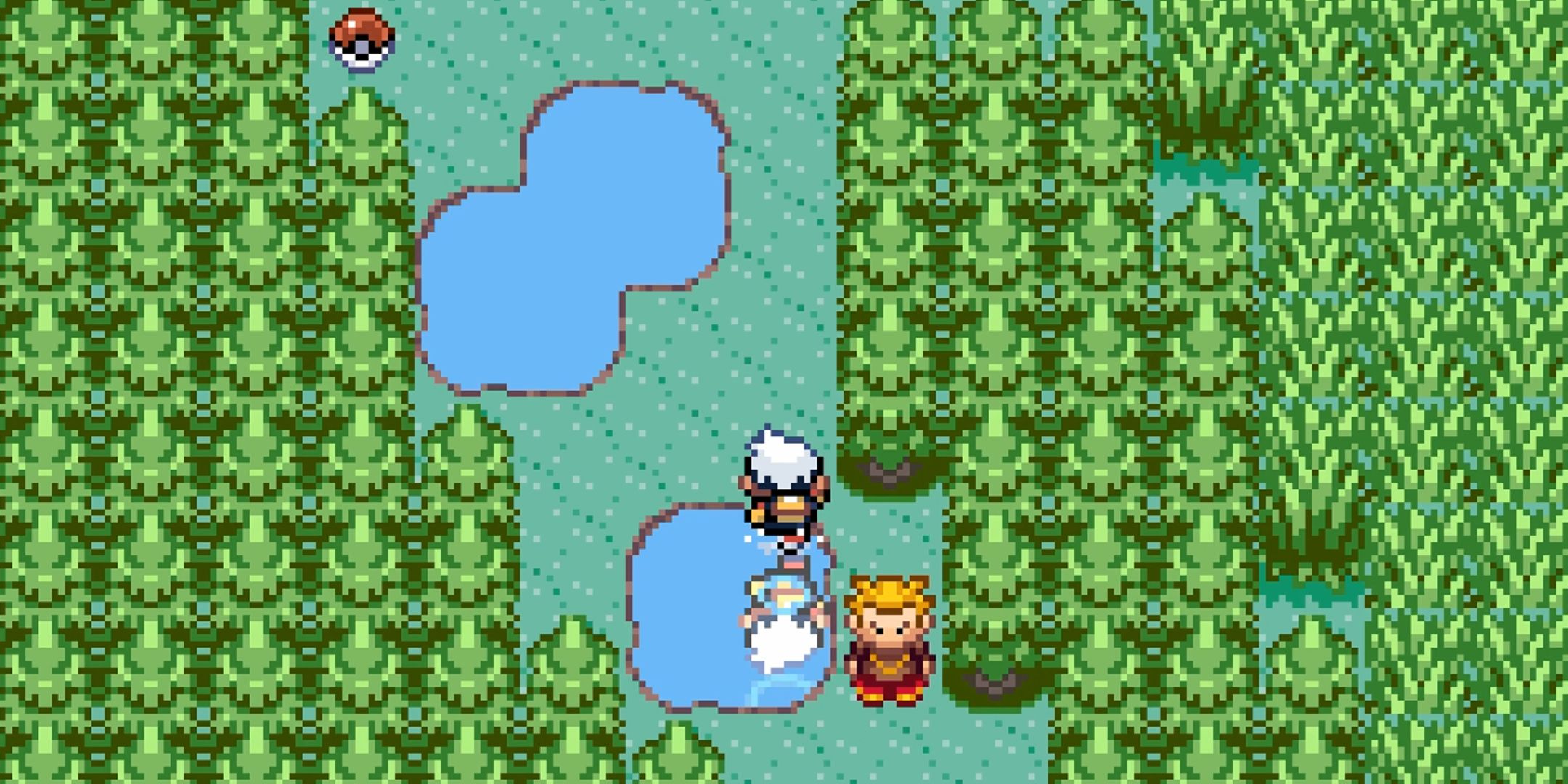 The player character running through a puddle in Pokemon Ruby Sapphire.