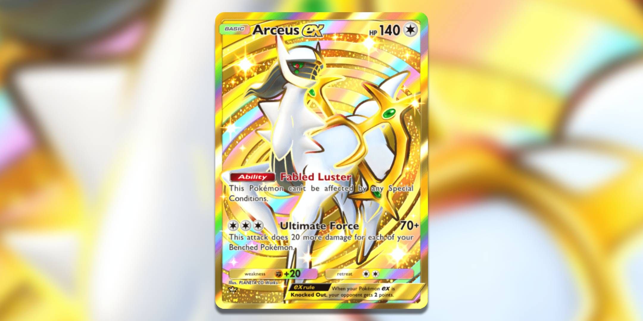 The Pokemon TCG Pocket card Arceus ex by PLANETA CG works.
