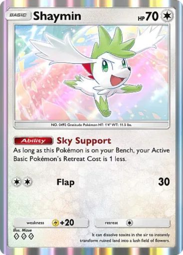 The Sky Support Shaymin card from Pokemon Pocket's Triumphant Light set.
