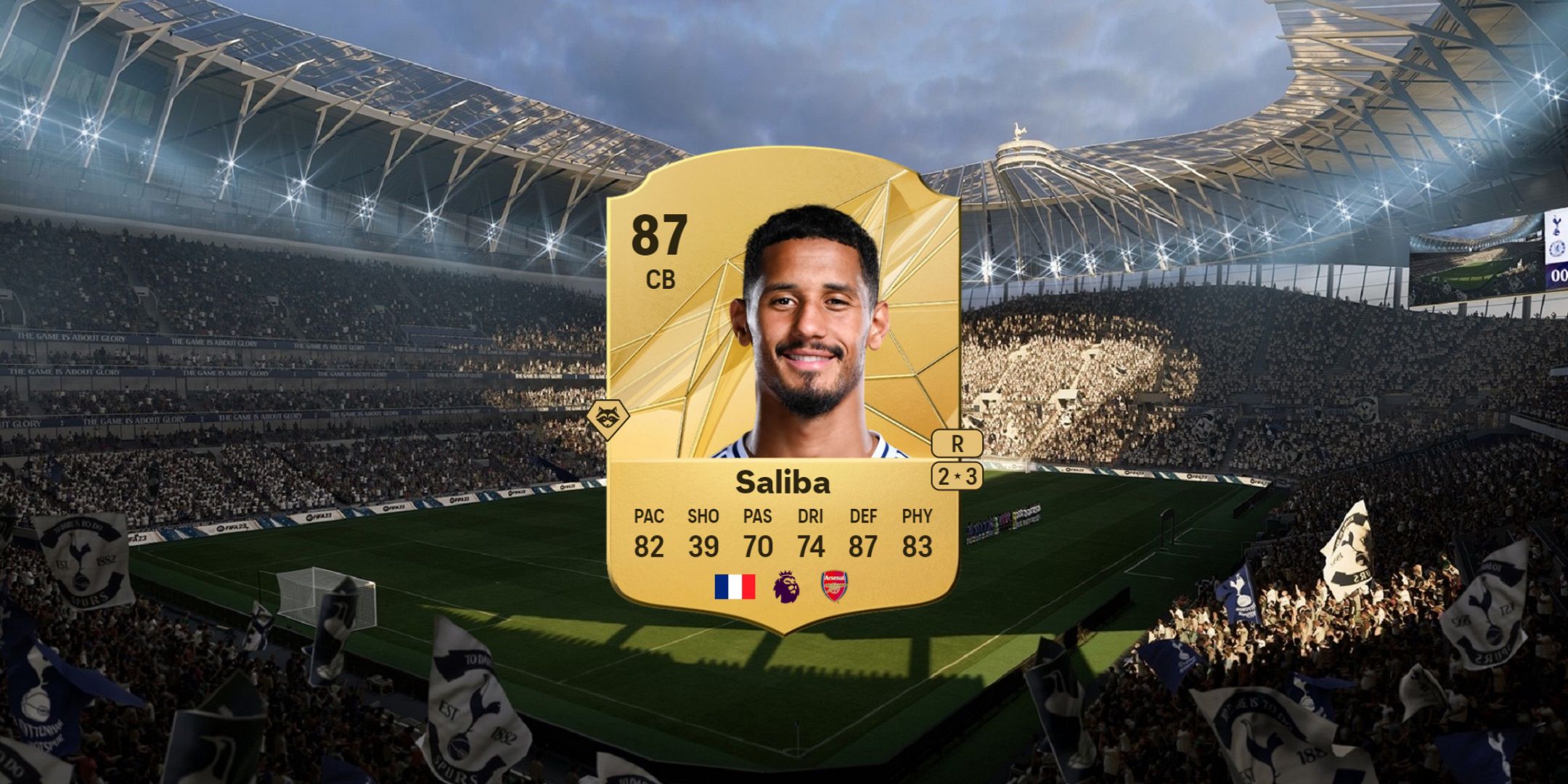 William Saliba's card in EA Sports FC 25.